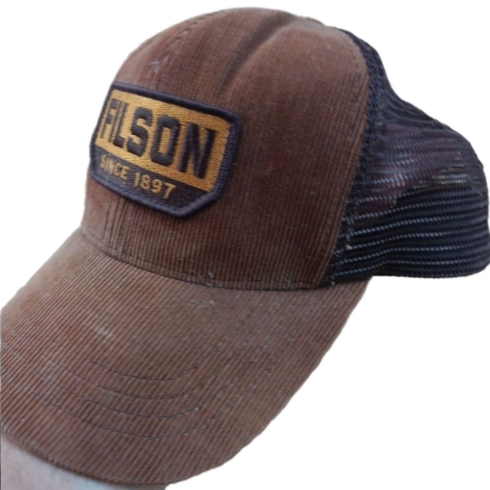 Filson Mens One Size Cap Brown Vintage Trucker Corduroy Embroidered Patch Mesh
